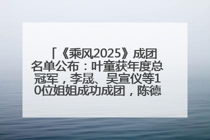 《乘风2025》成团名单公布：叶童获年度总冠军，李晟、吴宣仪等10位姐姐成功成团，陈德容获年度高光人物