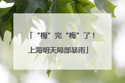 “梅”完“梅”了！上海明天局部暴雨