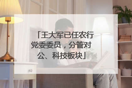 王大军已任农行党委委员，分管对公、科技板块