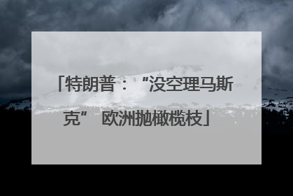 特朗普：“没空理马斯克” 欧洲抛橄榄枝