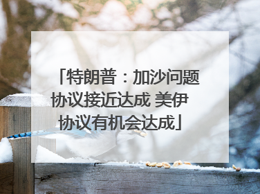 特朗普：加沙问题协议接近达成 美伊协议有机会达成