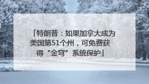 特朗普：如果加拿大成为美国第51个州，可免费获得“金穹”系统保护