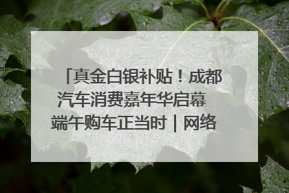 真金白银补贴！成都汽车消费嘉年华启幕 端午购车正当时｜网络中国节·端午