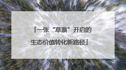 一张“草票”开启的生态价值转化新路径