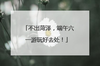 不出菏泽，端午六一游玩好去处！