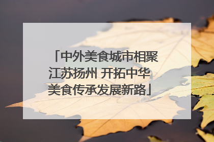 中外美食城市相聚江苏扬州 开拓中华美食传承发展新路