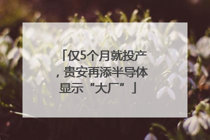 仅5个月就投产，贵安再添半导体显示“大厂”