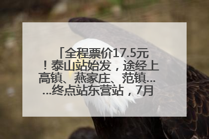 全程票价17.5元！泰山站始发，途经上高镇、燕家庄、范镇……终点站东营站，7月1日开通！