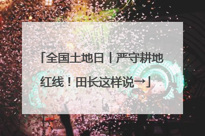 全国土地日丨严守耕地红线！田长这样说→