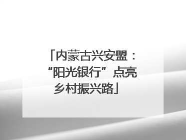 内蒙古兴安盟：“阳光银行”点亮乡村振兴路