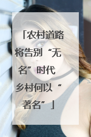 农村道路将告别“无名”时代 乡村何以“著名”
