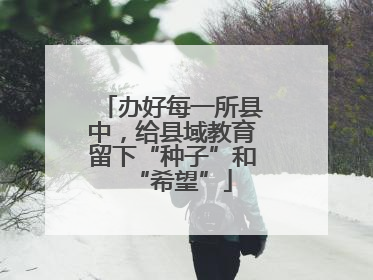 办好每一所县中，给县域教育留下“种子”和“希望”