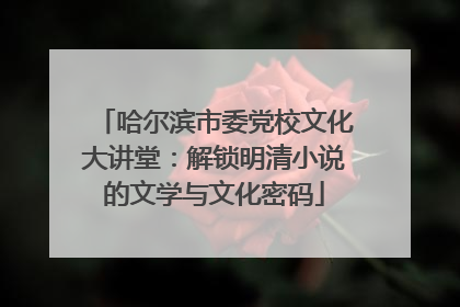哈尔滨市委党校文化大讲堂：解锁明清小说的文学与文化密码