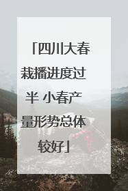 四川大春栽播进度过半 小春产量形势总体较好