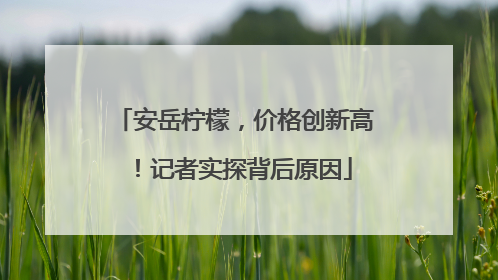 安岳柠檬，价格创新高！记者实探背后原因
