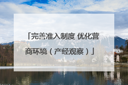 完善准入制度 优化营商环境（产经观察）