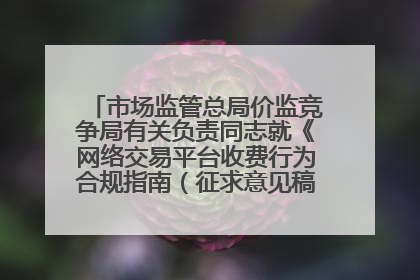 市场监管总局价监竞争局有关负责同志就《网络交易平台收费行为合规指南（征求意见稿）》答记者问