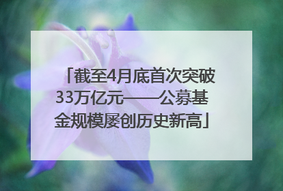 截至4月底首次突破33万亿元——公募基金规模屡创历史新高