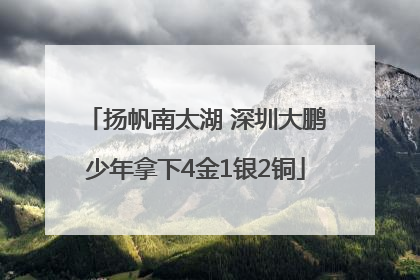 扬帆南太湖 深圳大鹏少年拿下4金1银2铜