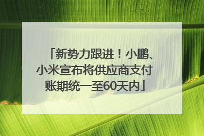 新势力跟进！小鹏、小米宣布将供应商支付账期统一至60天内