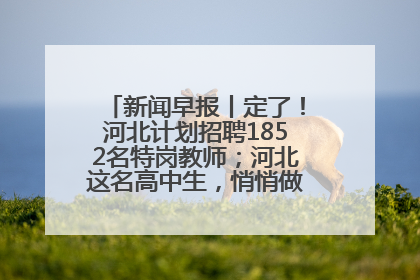 新闻早报丨定了！河北计划招聘1852名特岗教师；河北这名高中生，悄悄做了件超酷的事>>