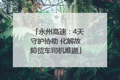 永州高速：4天守护协助 化解故障货车司机难题