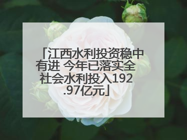 江西水利投资稳中有进 今年已落实全社会水利投入192.97亿元