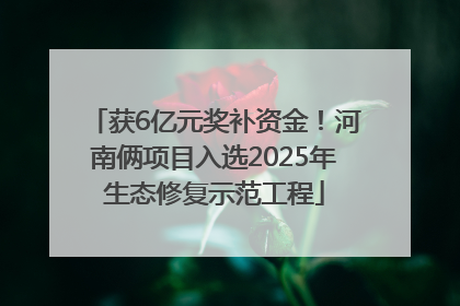 获6亿元奖补资金！河南俩项目入选2025年生态修复示范工程