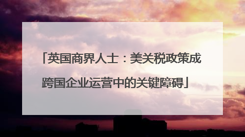 英国商界人士：美关税政策成跨国企业运营中的关键障碍
