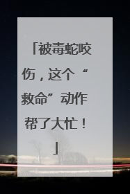 被毒蛇咬伤，这个“救命”动作帮了大忙！