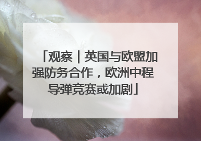 观察｜英国与欧盟加强防务合作，欧洲中程导弹竞赛或加剧