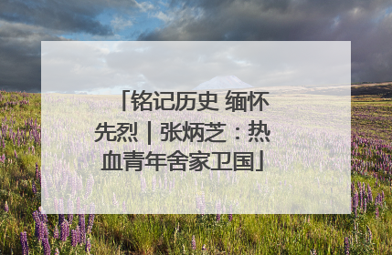铭记历史 缅怀先烈｜张炳芝：热血青年舍家卫国