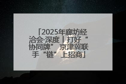2025年廊坊经洽会·深度丨打好“协同牌” 京津冀联手“链”上招商